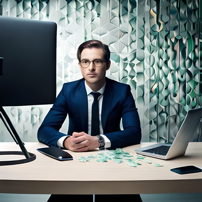 Ein Spieler holt Geld aus seinem Computer