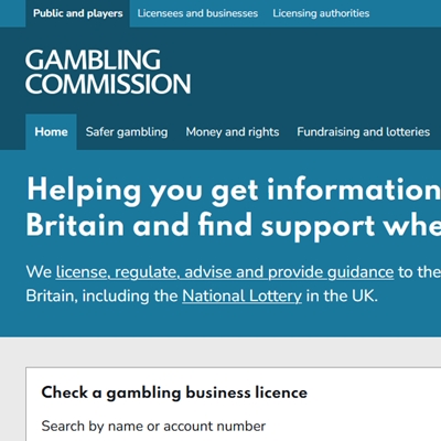 Ansicht der Website gamblingcommission.gov.uk