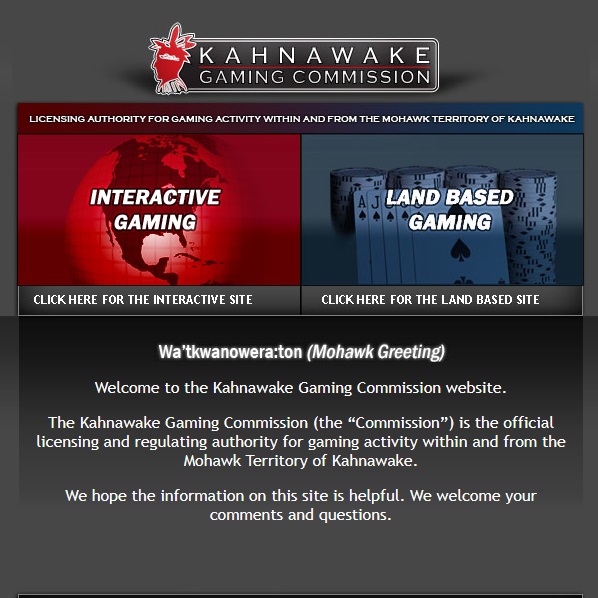 Ansicht der Website gamingcommission.ca